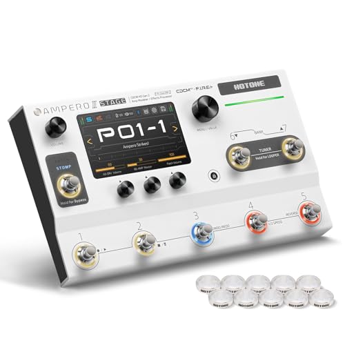 HOTONE Multi-Effects Pedal Dual Effect Chains with FX Loop MIDI I/O Stereo OTG USB Audio Interface Touch Screen Ampero II Stage(Include 10 PCS Additional Footswitch Toppers By VOLKTONE) - Image 1