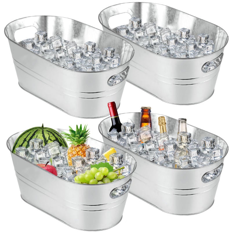 MIVIDE 4 Pack Galvanized Tub 33 Gallon Ice Bucket Large Metal Champagne Drink Bucket with Handles Galvanized Ice Buckets for Parties Mimosa Bar Cocktail Bar - Image 2