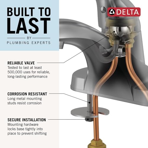 Delta Faucet Foundations Centerset Bathroom Faucet, Brushed Nickel 1-Handle Bathroom Faucet, Delta Bathroom Sink Faucet, Metal Push-Pop Drain Assembly, Stainless B510LF-SS - Image 4