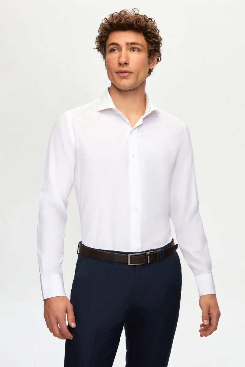 D'S DAMAT D'S Groom Slim Fit White Italian Collar Shirt 2HF02ORT5185