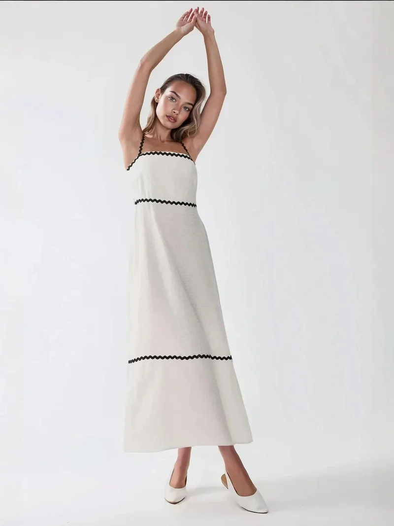 HICCUP Square Collar Maxi Dress