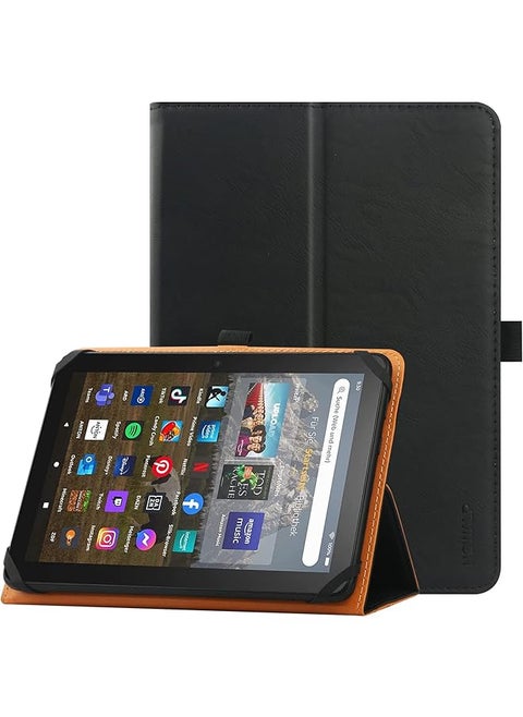 Universal Case For 7 Inch 8 Inch Tablet Stand Folio Universal Tablet Case Protective Cover For 7" 8" Touchscreen Tablet With Adjustable Fixing Silicon Band And Stand (Black)