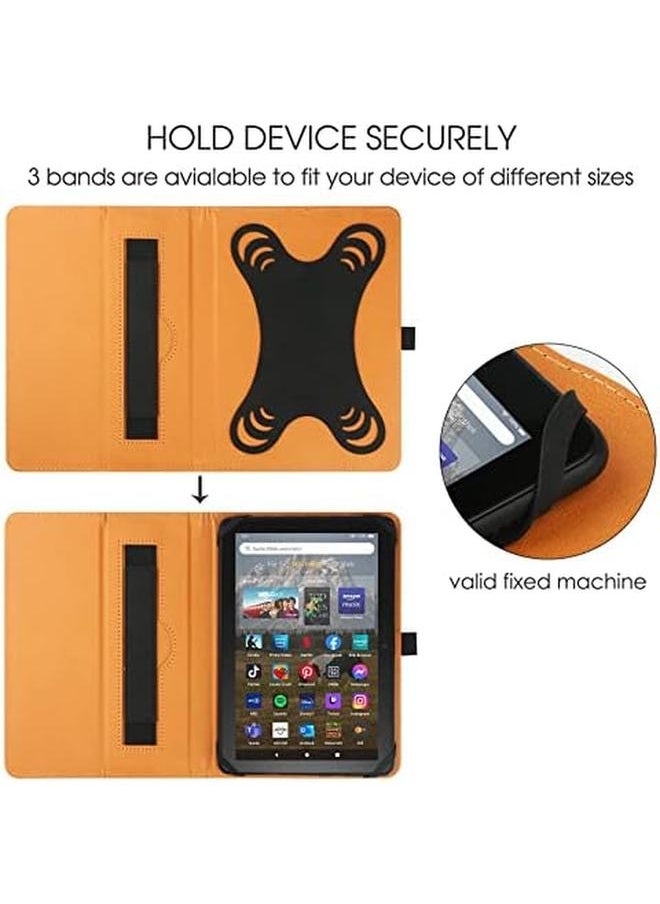 erorex - Universal Case For 7 Inch 8 Inch Tablet Stand Folio Universal Tablet Case Protective Cover For 7" 8" Touchscreen Tablet With Adjustable Fixing Silicon Band And Stand (Black) - Image 1