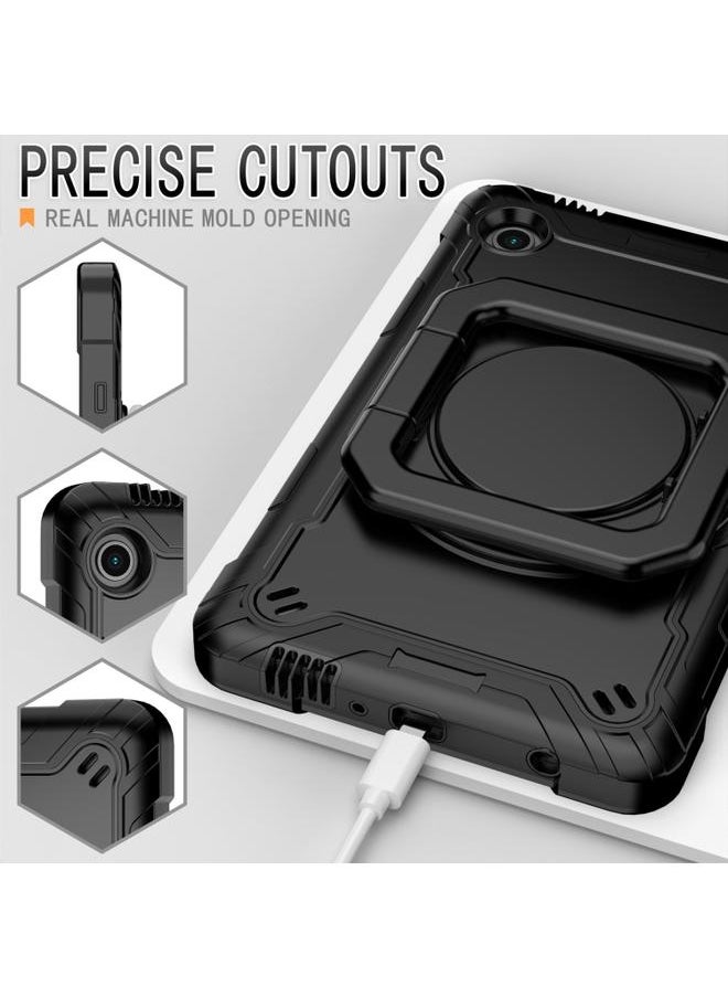 Green Tiger - Samsung Galaxy Tab A9 Handle Robot Silicone Hybrid PC Tablet Case Black - Image 1
