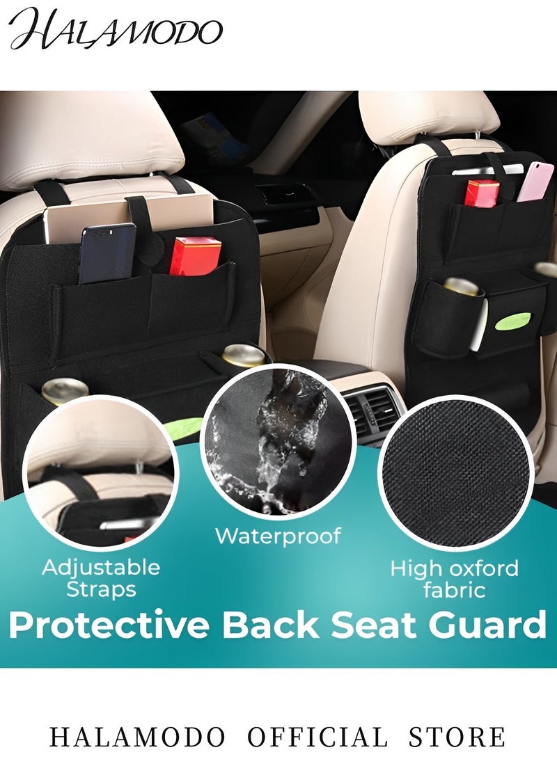HALAMODO Felt Car Backseat Organizer Car Back Seat Protector Automotive Seat Back Storage Organizer Automobile Road Trip Accessories 7-Pocket Storage for Tissue & Box & Toy & Automobile Storage  - Image 4