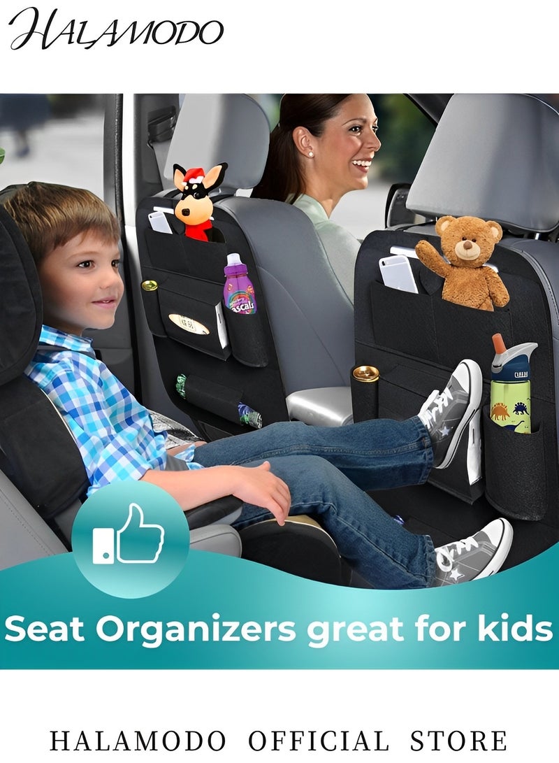 HALAMODO Felt Car Backseat Organizer Car Back Seat Protector Automotive Seat Back Storage Organizer Automobile Road Trip Accessories 7-Pocket Storage for Tissue & Box & Toy & Automobile Storage  - Image 5