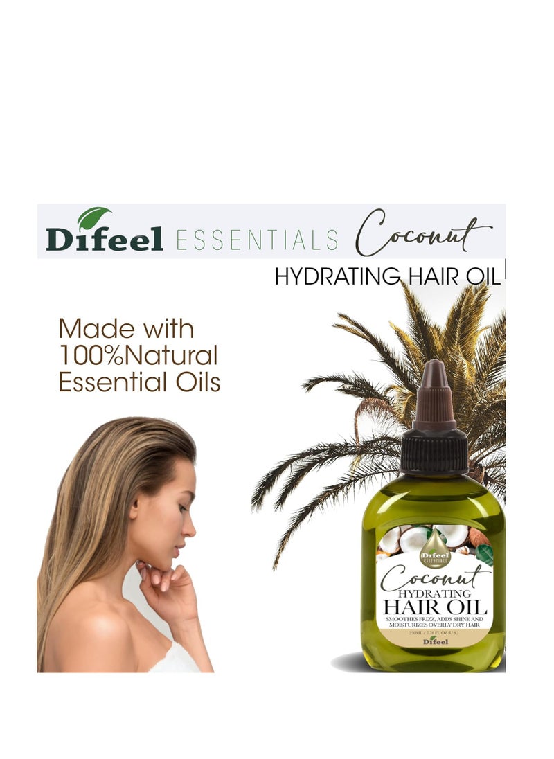 difeel Difeel Essentials Hydrating Coconut Hair Oil 2.5 oz. - Anti-Frizz, Nourishing Moisture, Improves Shine Hair Oil  - Image 2