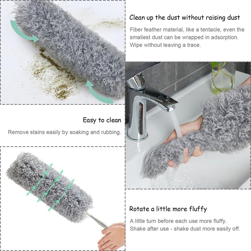 MATSON Microfiber Feather Duster Extendable Telescopic Bendable Duster Kit with Long Extension Pole Washable Lightweight Dusters for Cleaning Ceiling Fan High Ceiling 4 PC Feather Duster - Image 5