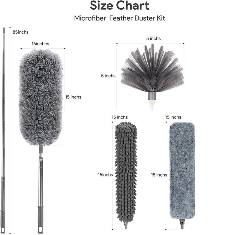 MATSON Microfiber Feather Duster Extendable Telescopic Bendable Duster Kit with Long Extension Pole Washable Lightweight Dusters for Cleaning Ceiling Fan High Ceiling 4 PC Feather Duster - Image 2
