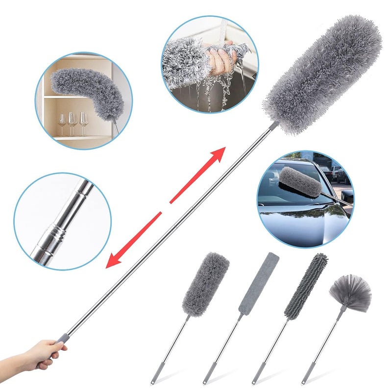 MATSON Microfiber Feather Duster Extendable Telescopic Bendable Duster Kit with Long Extension Pole Washable Lightweight Dusters for Cleaning Ceiling Fan High Ceiling 4 PC Feather Duster - Image 3