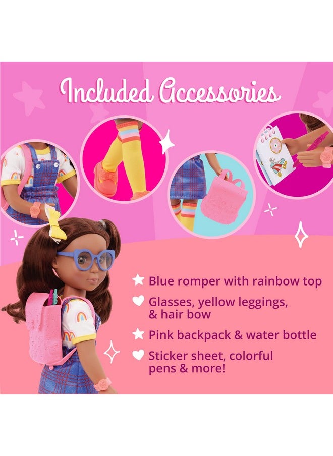 Glitter Girls - 14Inch Fashion Doll Hazel Eyes & Brown Hair Rainbow Top & Romper Backpack & Accessories 3 Years + Macha - Image 1