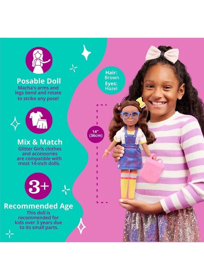 Glitter Girls - 14Inch Fashion Doll Hazel Eyes & Brown Hair Rainbow Top & Romper Backpack & Accessories 3 Years + Macha - Image 1