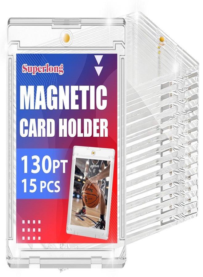 Superlong 130pt Magnetic Card Holder, 15ct Trading Magnetic Card Case with U-V Protection, Hard Plastic Sports One Touch Holder with 2 Strong Magnets for Baseball Game Collector Display Storage - Image 1