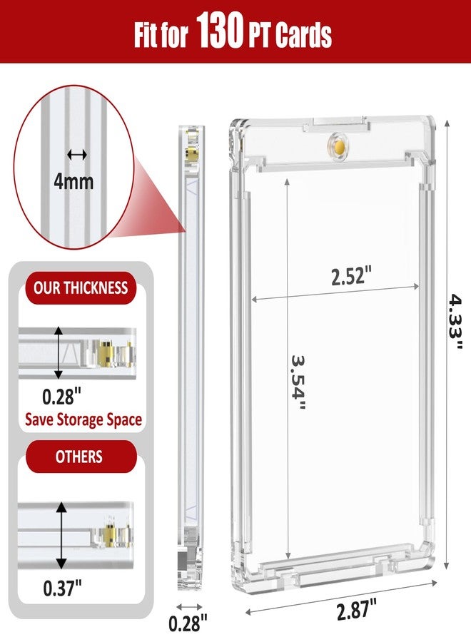 Superlong 130pt Magnetic Card Holder, 15ct Trading Magnetic Card Case with U-V Protection, Hard Plastic Sports One Touch Holder with 2 Strong Magnets for Baseball Game Collector Display Storage - Image 2