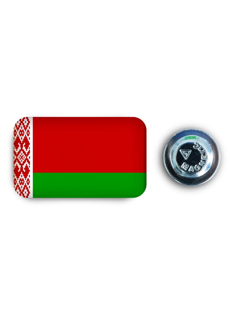 971MEDIA Belarus Flag - Metal Badge Epoxy Coated with Magnetic Pin that Doesn't Tear Clothes  - Image 1