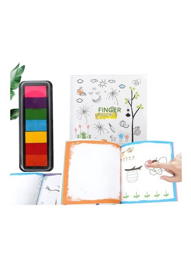 DD RETAILS Finger Painting And Colouring Art Book || Washable Kids Finger Painting Set With Painting Book & 7 Finger Paint || Thumbprint Art And Craft Book For Kids (Pack Of 1) (Finger Painting) - Image 1
