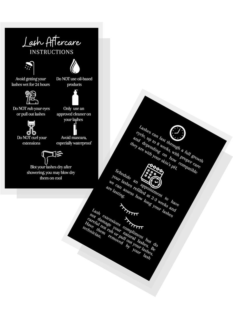 Boutique Marketing LLC Lash Extension Aftercare Instructions Cards,50 Pack,Double Sided Size 3.5 x 2 inchinch After Care (2-3 Week Fillers),Black with White Design 