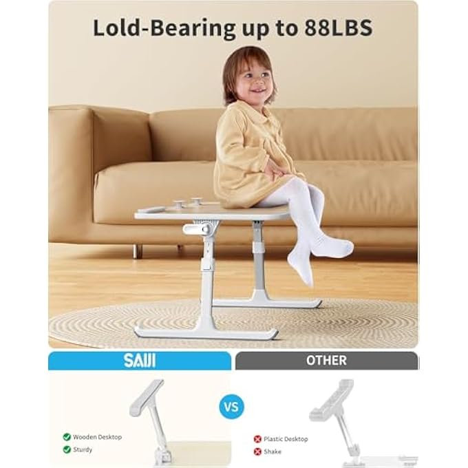 SAIJI طاولة لابتوب للسرير، صواني لابتوب للسرير لتناول الطعام والكتابة، حامل لابتوب قابل للتعديل، طاولة لابتوب قابلة للطي على الأريكة والكنبة (23.6 × 13 تيك) - Image 3