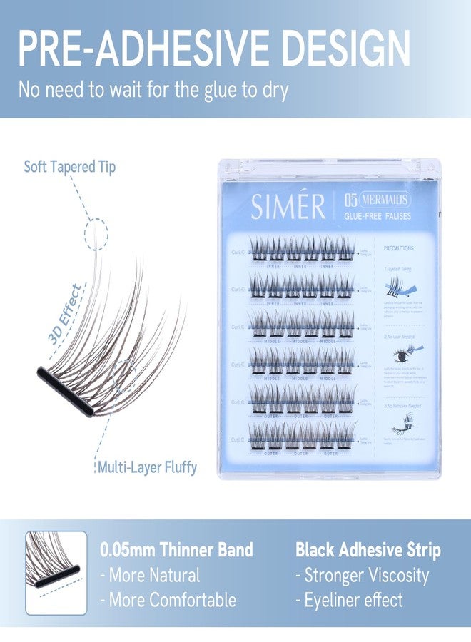 SIMER Self Adhesive Lash Clusters Press On Lashes Natural Eyelash Clusters 10-12mm C Curl Pre-Glued Cluster Lashes No Glue Needed Reusable Wispy DIY Eyelash Extension - Mermaid - Image 3