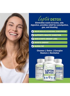 Power By Naturals Leptin Detox - Detox Cleanse Weight Loss and Belly Fat for Women & Men - Constipation Relief for Adults & Gut Cleanse (60) Acai Berry Cleanse Detox Pills  - Image 2