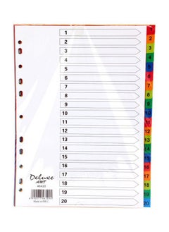 Deluxe 20 Tab Pvc Color Divider With Number  Stationery Binder Index Dividers 