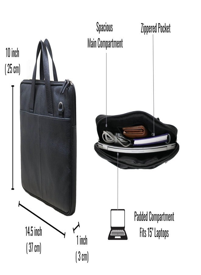 Jaald 15 Inch Business Laptop Bag Black Professional Stylish Slim Office Bag Macbook Compatible Shoulder Bag for Men Women, black, L, business laptop bag - Image 5