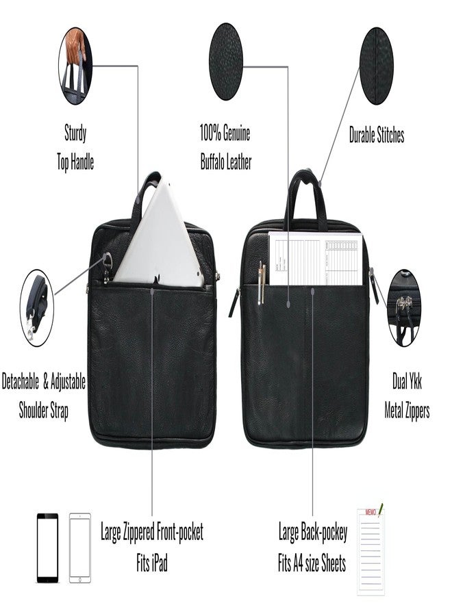 Jaald 15 Inch Business Laptop Bag Black Professional Stylish Slim Office Bag Macbook Compatible Shoulder Bag for Men Women, black, L, business laptop bag - Image 4