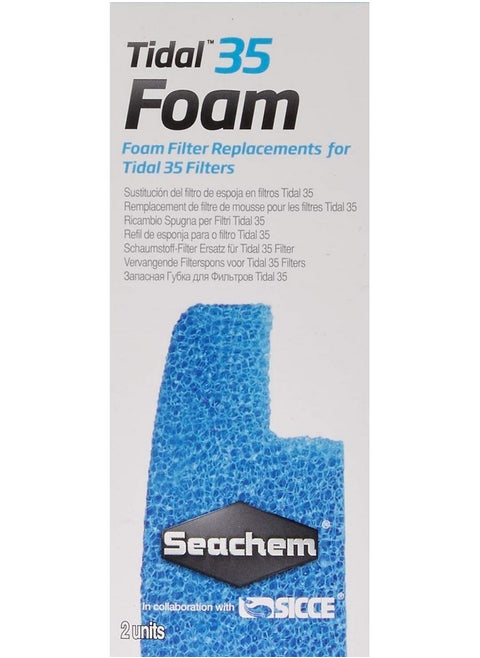 Foam Filter For Mechanical Filtration, Tidal 35 Replacement, Blue (2 Pack)