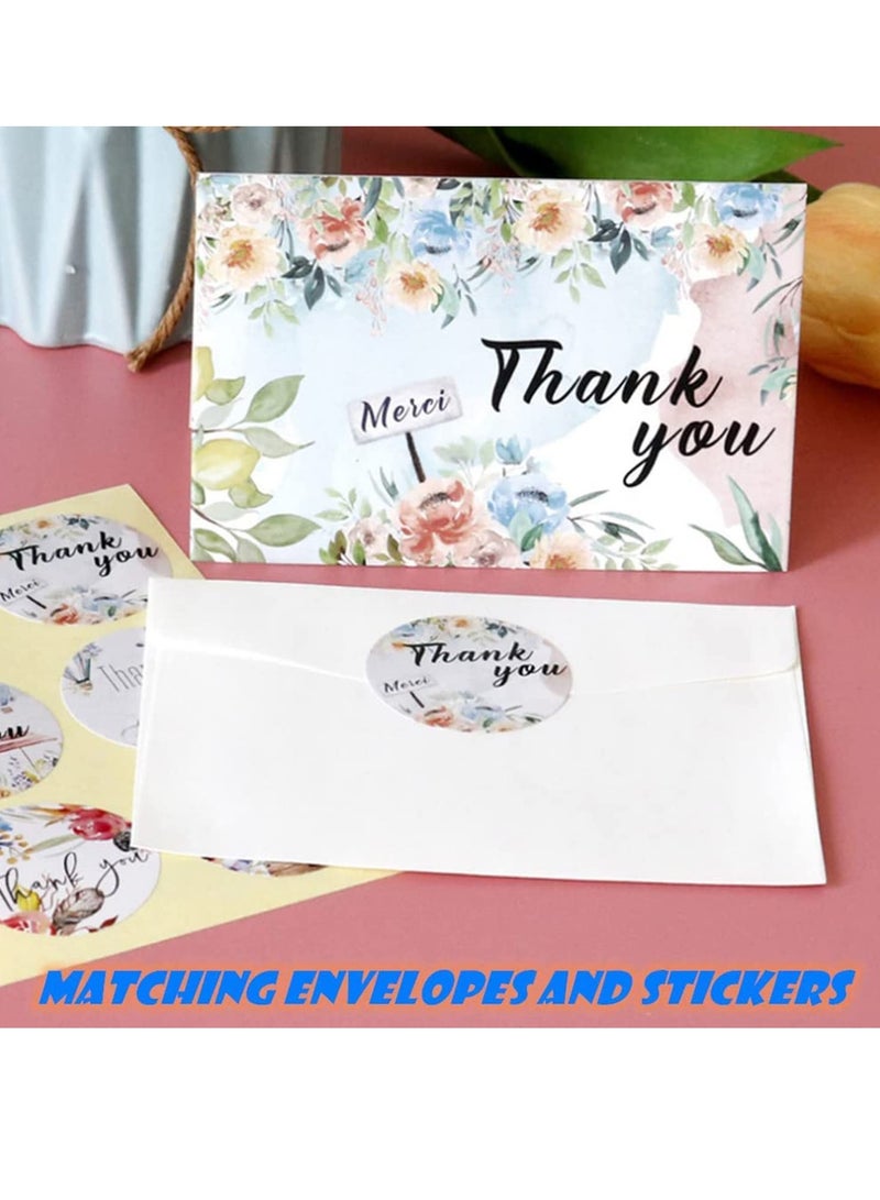 Zikra 24 Pcs Thank You Cards Set with Envelopes and Stickers, Designs Elegant Small Notecards Gift , Blank Inside Bulk Tie Dye Greeting for Weddings Birthday (4 x 2.75 inch) - Image 2