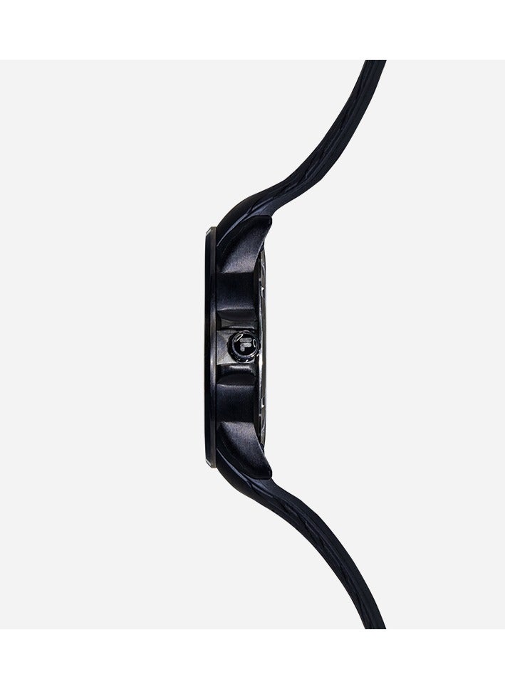 فيلا ساعة فيلا اكتيف للجنسين بعقارب، هيكل أسود من خليط معدني، مينا أسود/برتقالي، سوار سيليكون أسود، 38-170-203، مقاس 43 مم - Image 3