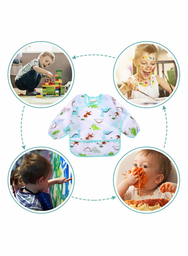 Excefore Long Sleeve Bibs for Baby, 5 Pcs Waterproof Baby Bibs, Toddler Sleeved Bib Baby Smock for Eating Feeding, Toddler Baby Bibs for 6-36 Months - Image 3