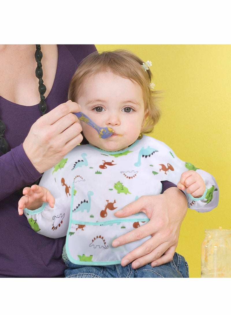 Excefore Long Sleeve Bibs for Baby, 5 Pcs Waterproof Baby Bibs, Toddler Sleeved Bib Baby Smock for Eating Feeding, Toddler Baby Bibs for 6-36 Months - Image 2