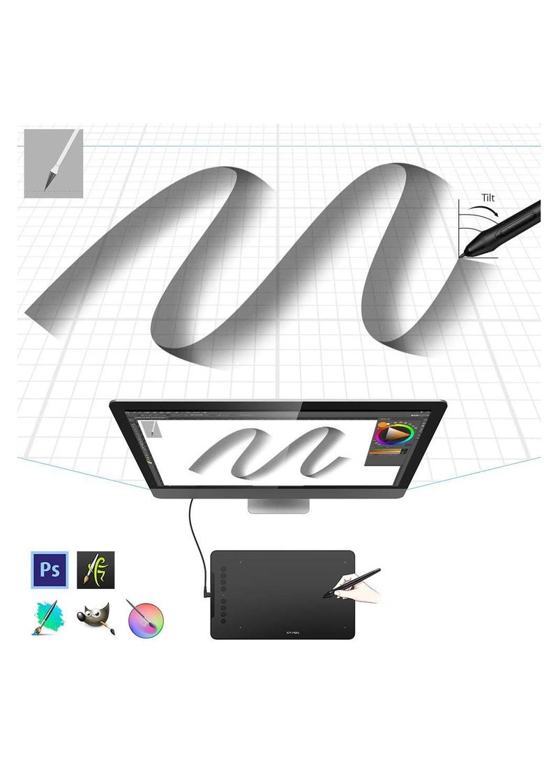 XP-PEN - Deco 01 V2 10x6.25in Digital Graphics Drawing Pen Tablet with Battery-Free Passive Stylus and 8 Shortcut Keys (8192 Levels Pressure) - Image 1