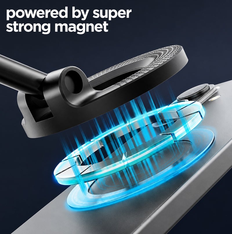 YOUFO Y4891 Modern MagSafe Magnetic Phone Holder for Car Dashboard Windshield Rearview Mirror Vacuum Suction Mount N52 Strong Magnet 360 Degree Rotation 180 Degree Adjustable Foldable Mobile Stand for iPhone Android Smartphones GPS ERPCY4891 - Image 2