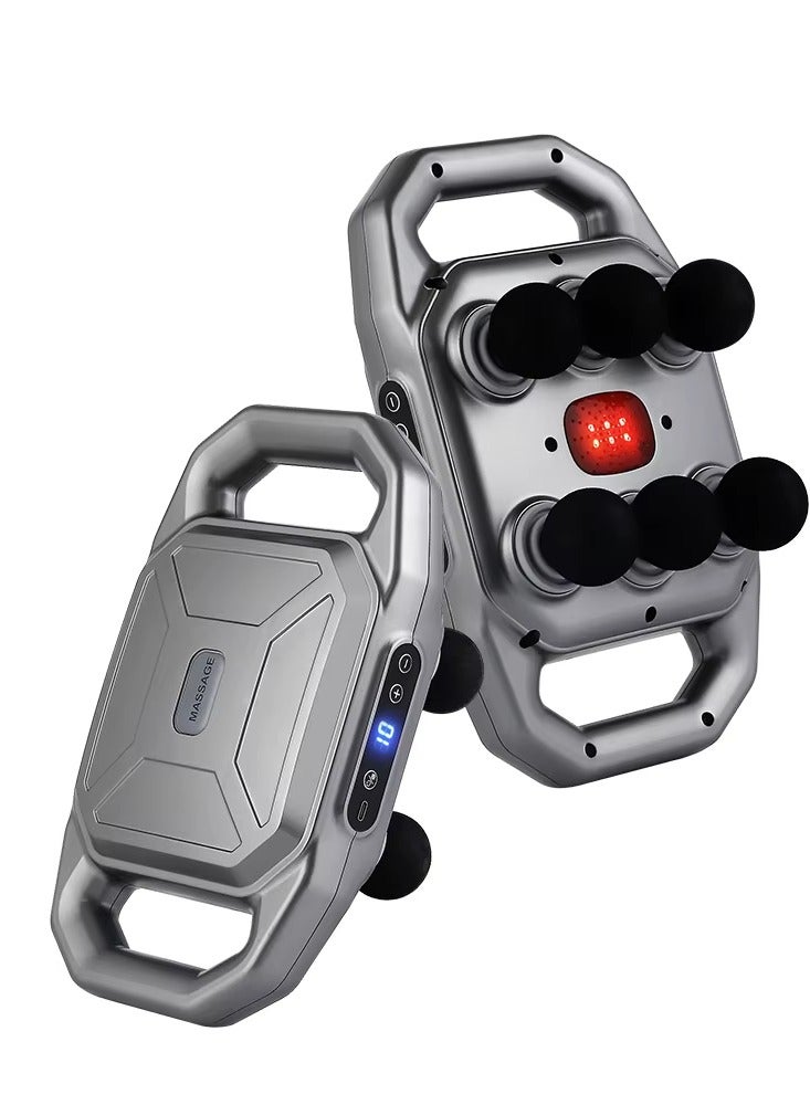 GENNEXT Six Head Electric Fascia Gun Massager with Vibration & Red Light Therapy – Deep Tissue Muscle Massage Gun for Pain Relief, Body Relaxation & Improved Blood Circulation | Quiet Operation | 6 Massage Heads | Full Body Use – Back, Neck, Legs, Arms, Feet & More - Image 2