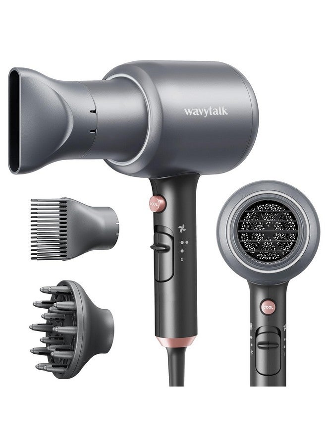 wavytalk Ionic Hair Blow Dryer With Diffuser For Curly Hair Professional Salon Attachment Diffuser And Concentrator Nozzle For Women Styling Natural - Image 1