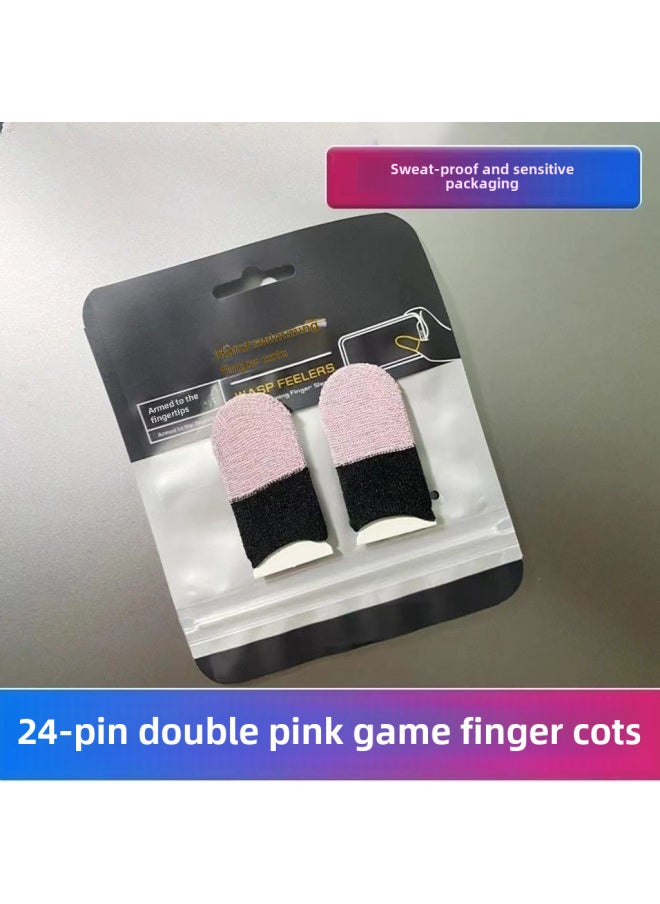 Generic Ultra-thin Gaming Finger Sleeves Anti-slip Sweat-resistant E-sports King Glory Positioning Mobile Game Finger Covers-Product Color:A Pair Of 24-pin Finger Sets (rosefinch Powder)  - Image 1