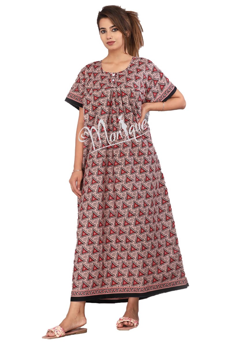 Monique Brand Cotton Nighty for Women — Floral Printed Stylish Night Gown, Comfortable Sleepwear Long Nightwear, Maxi- Free Size (Size - M to XXL-44) - Image 5