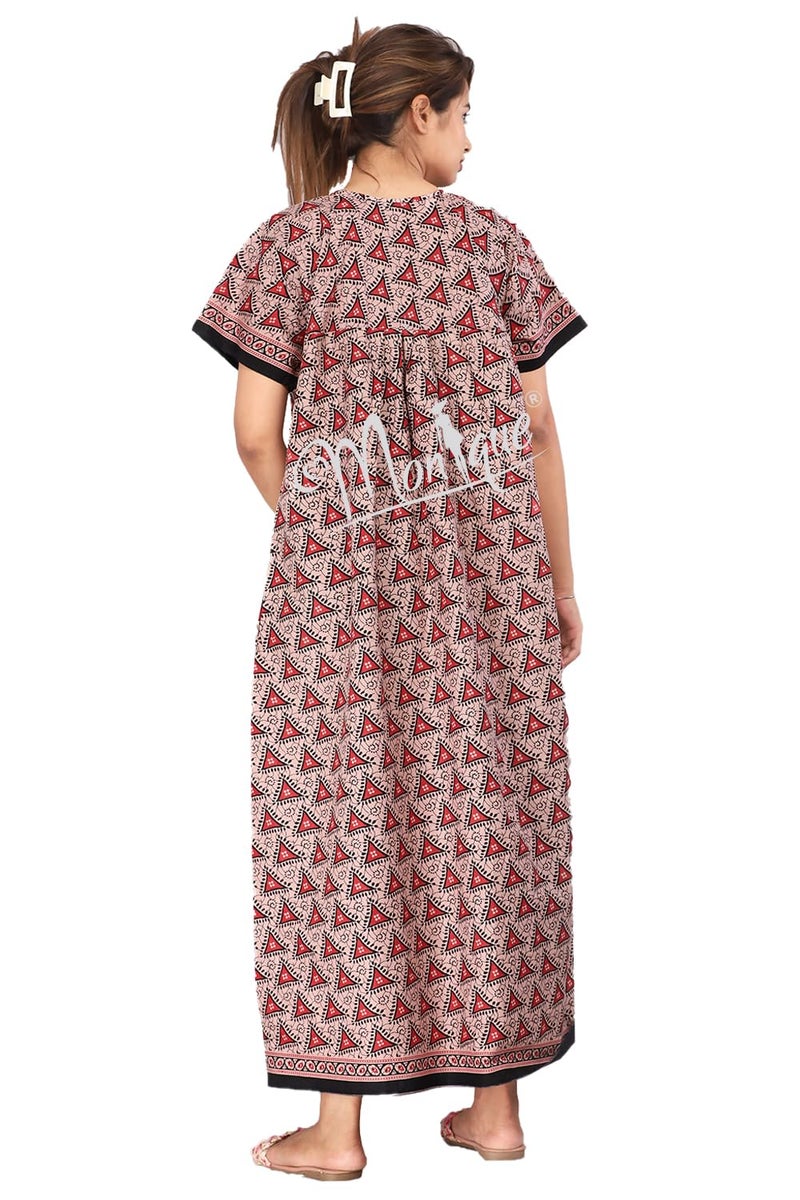 Monique Brand Cotton Nighty for Women — Floral Printed Stylish Night Gown, Comfortable Sleepwear Long Nightwear, Maxi- Free Size (Size - M to XXL-44) - Image 4