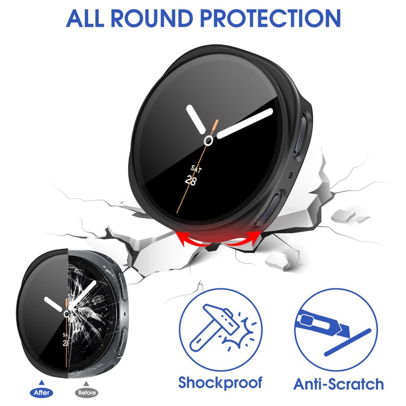 Tiorecime 8+4 Pack Case for Samsung Galaxy Watch 8 40mm with Tempered Glass Screen Protector, Waterproof Anti-Fog Screen Protector Shockproof Hard PC Cover Compatible with Galaxy Watch 8 40mm - Image 4