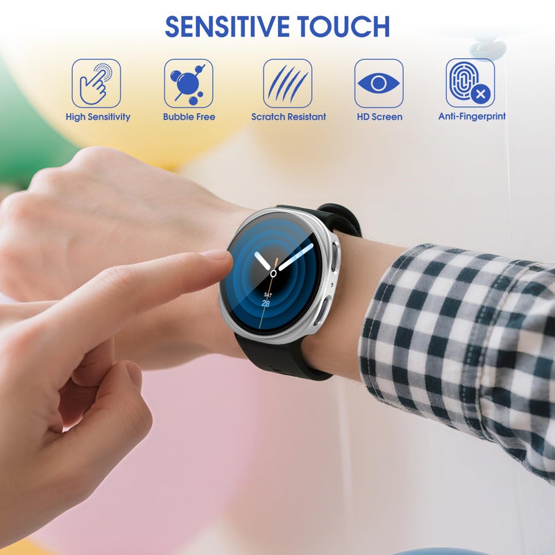 Tiorecime 8+4 Pack Case for Samsung Galaxy Watch 8 40mm with Tempered Glass Screen Protector, Waterproof Anti-Fog Screen Protector Shockproof Hard PC Cover Compatible with Galaxy Watch 8 40mm - Image 3