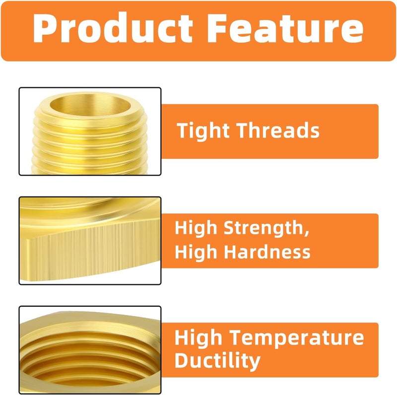 غاشر 10 قطع من محول نحاسي سداسي مخفض 3/4" ذكر BSP × 1/2" أنثى BSP، تركيبات أنابيب نحاسية ملولبة - Image 4