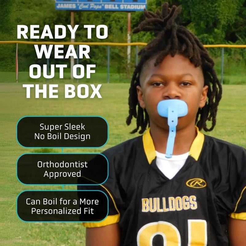 Markwort Vettex Doubleguard Mouthguard for Football, Lacrosse, Braces - Breathable Mouth Guard with Lip Protection and Strap - Youth, Dark Green - Image 5