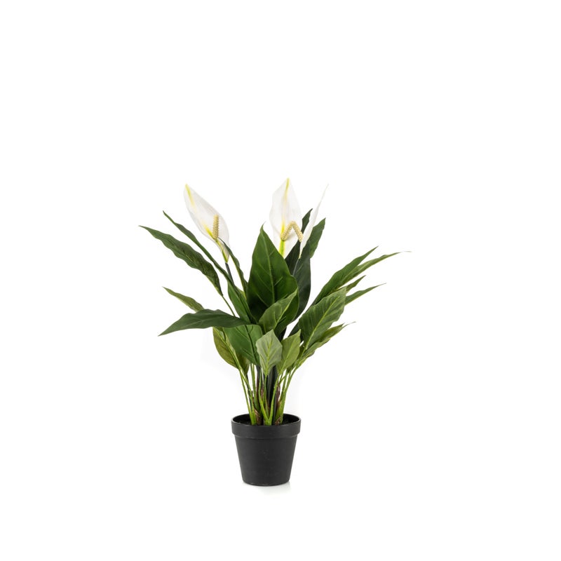 Homez indoor artificial spathiphyllum in pot, white, 53cm