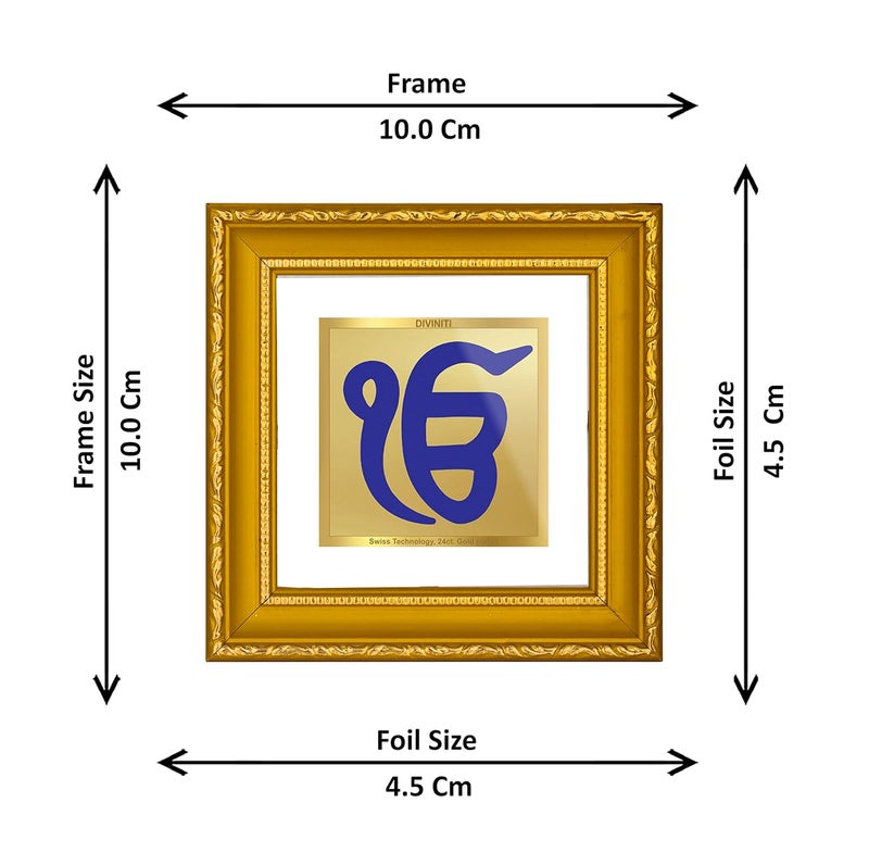 Diviniti Ek Omkar Gold Plated Wall Photo Frame Table Dcor DG Frame 101 Size 1A and 24K Gold Plated Foil Religious Photo Frame Idol For Pooja Gifts Items 10 CM X 10 CM - Image 4