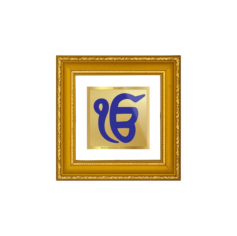 Diviniti Ek Omkar Gold Plated Wall Photo Frame Table Dcor DG Frame 101 Size 1A and 24K Gold Plated Foil Religious Photo Frame Idol For Pooja Gifts Items 10 CM X 10 CM - Image 2