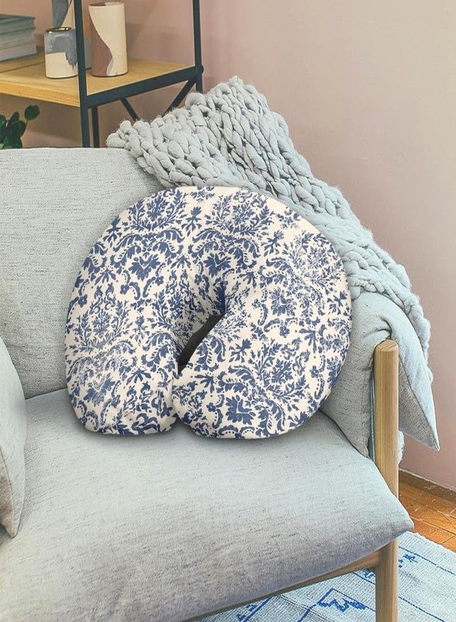 Daulesho Blue Damask Floral Stretchy Nursing Pillow Covers Blue White Porcelain Floral Soft Snug Fits On Infant Nursing Pillow, Chinoiserie Pattern Newborn Feeding Pillow Case - Image 5