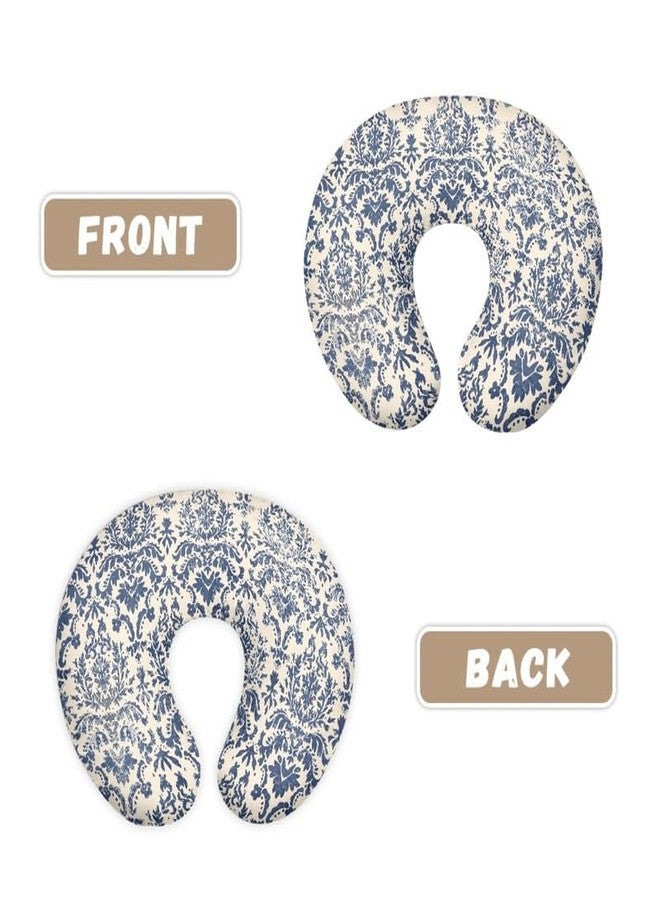 Daulesho Blue Damask Floral Stretchy Nursing Pillow Covers Blue White Porcelain Floral Soft Snug Fits On Infant Nursing Pillow, Chinoiserie Pattern Newborn Feeding Pillow Case - Image 3