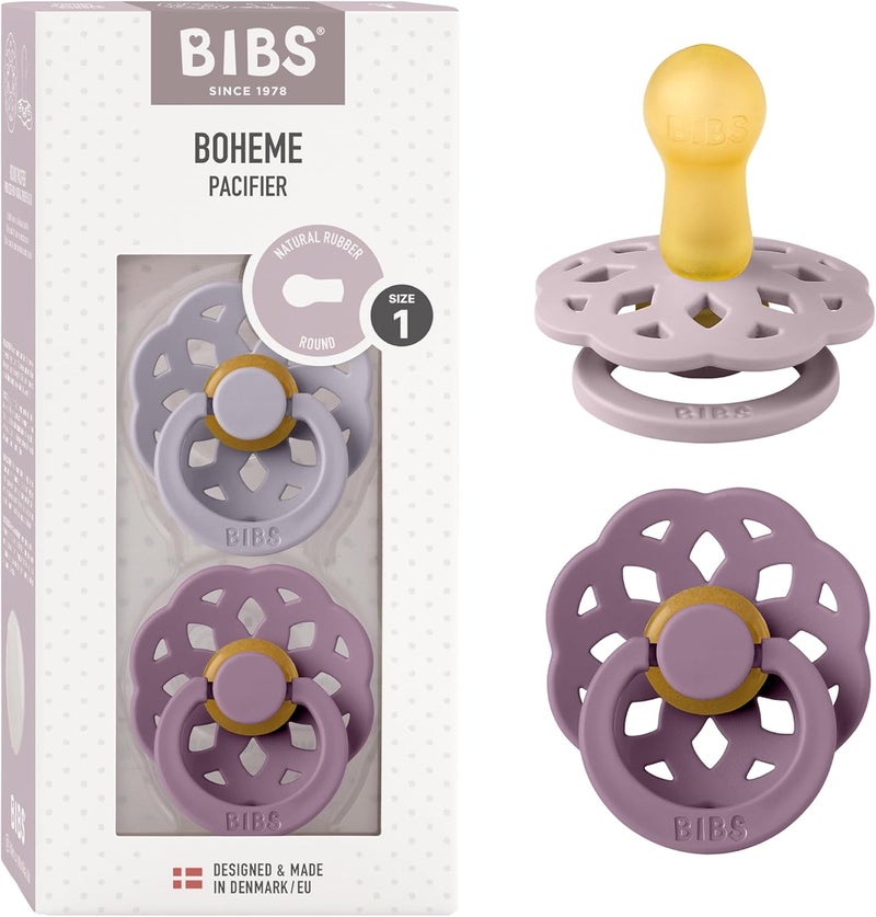 BIBS لهاية BIBS Boheme 2-Pack - رمادي فوسيل/موف - Image 1