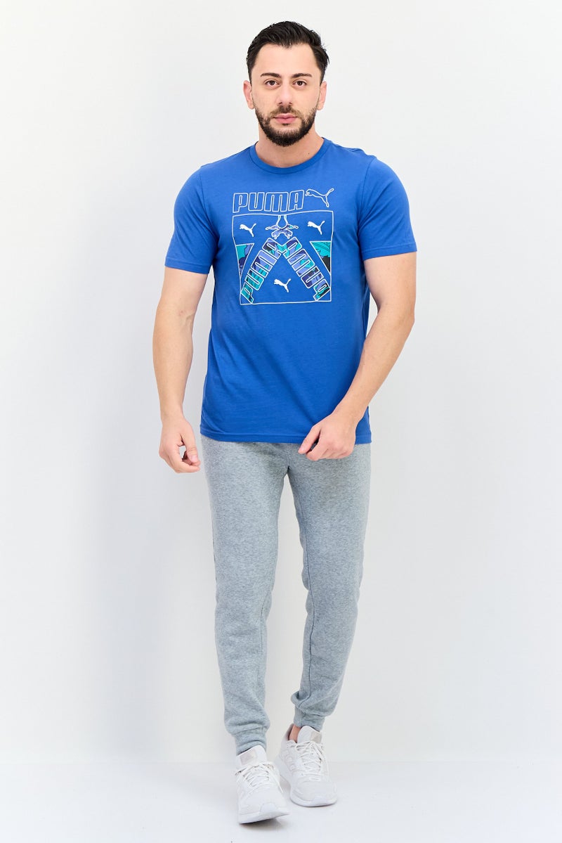 PUMA Men Sportswear Fit Brand Logo Short Sleeves Training T-Shirt, Blue - Image 4